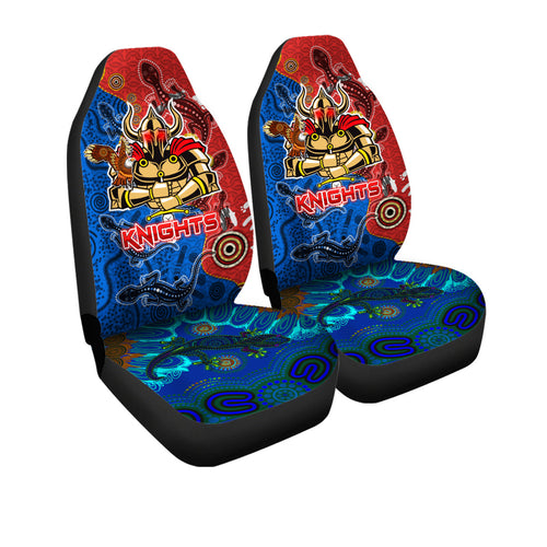 knights-aboriginal-rugby-car-seat-cover-custom-indigenous-knights-with-aussie-lizard-and-eagle