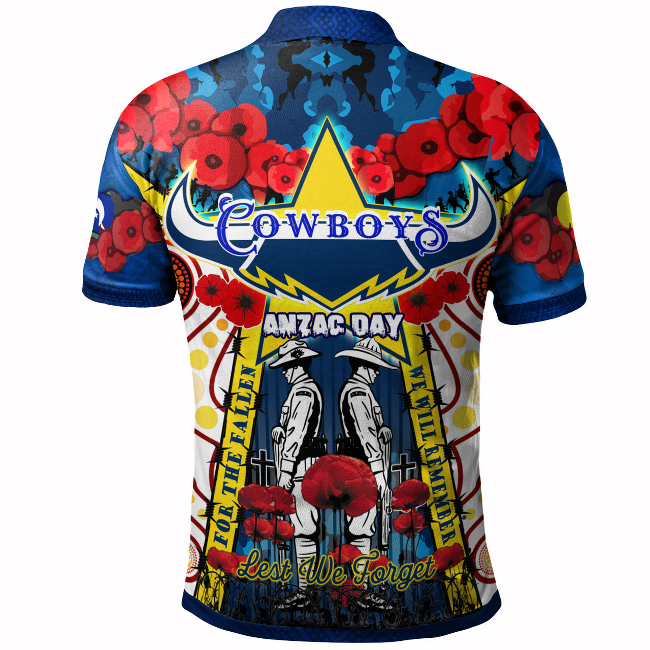 cowboys-rugby-anzac-day-watercolour-polo-shirt-custom-remembrance-cowboys-with-poppy-flower