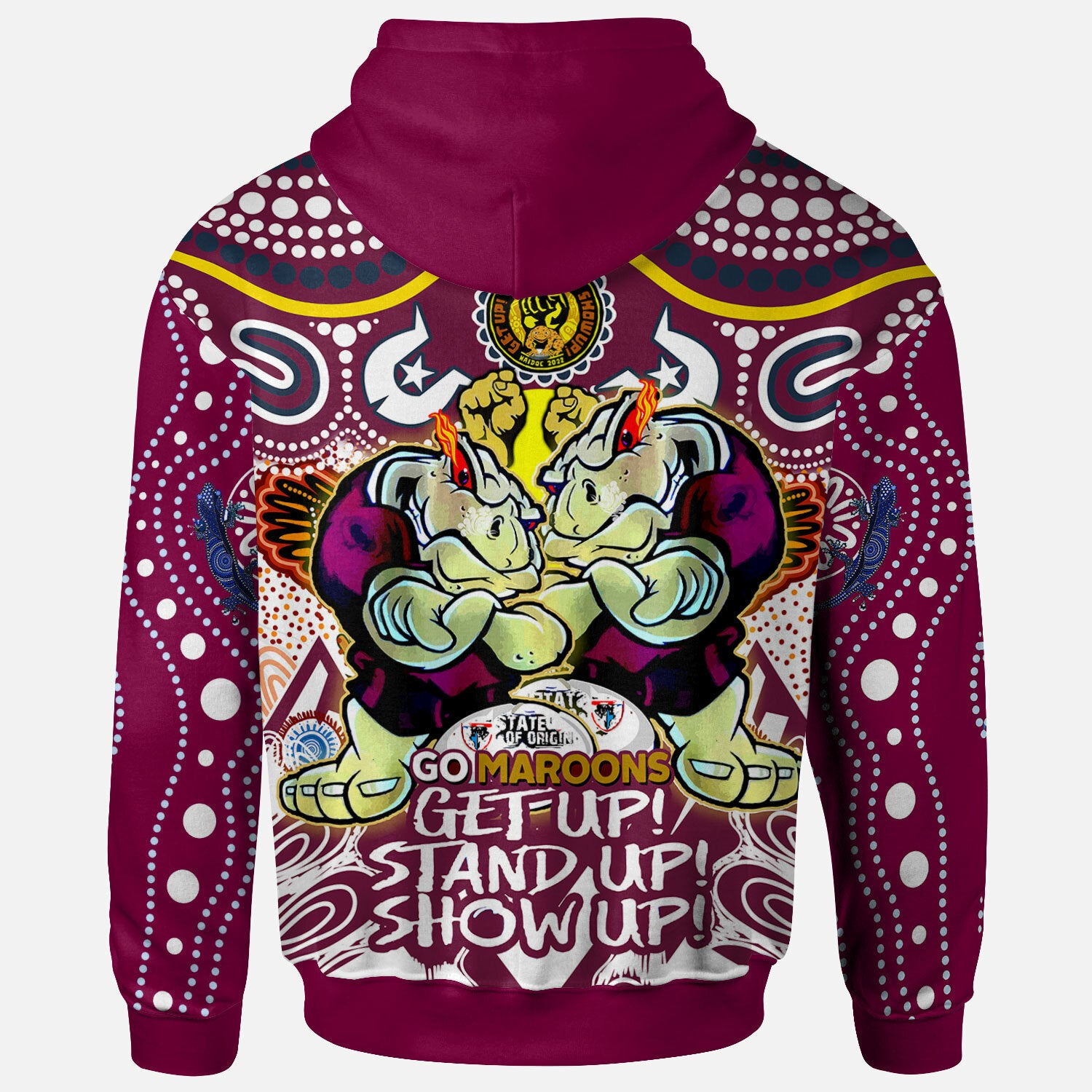 queensland-rugby-league-team-naidoc-week-hoodie-custom-qld-cane-toads-maroons-state-of-origin-get-up-stand-up-show-up-hoodie