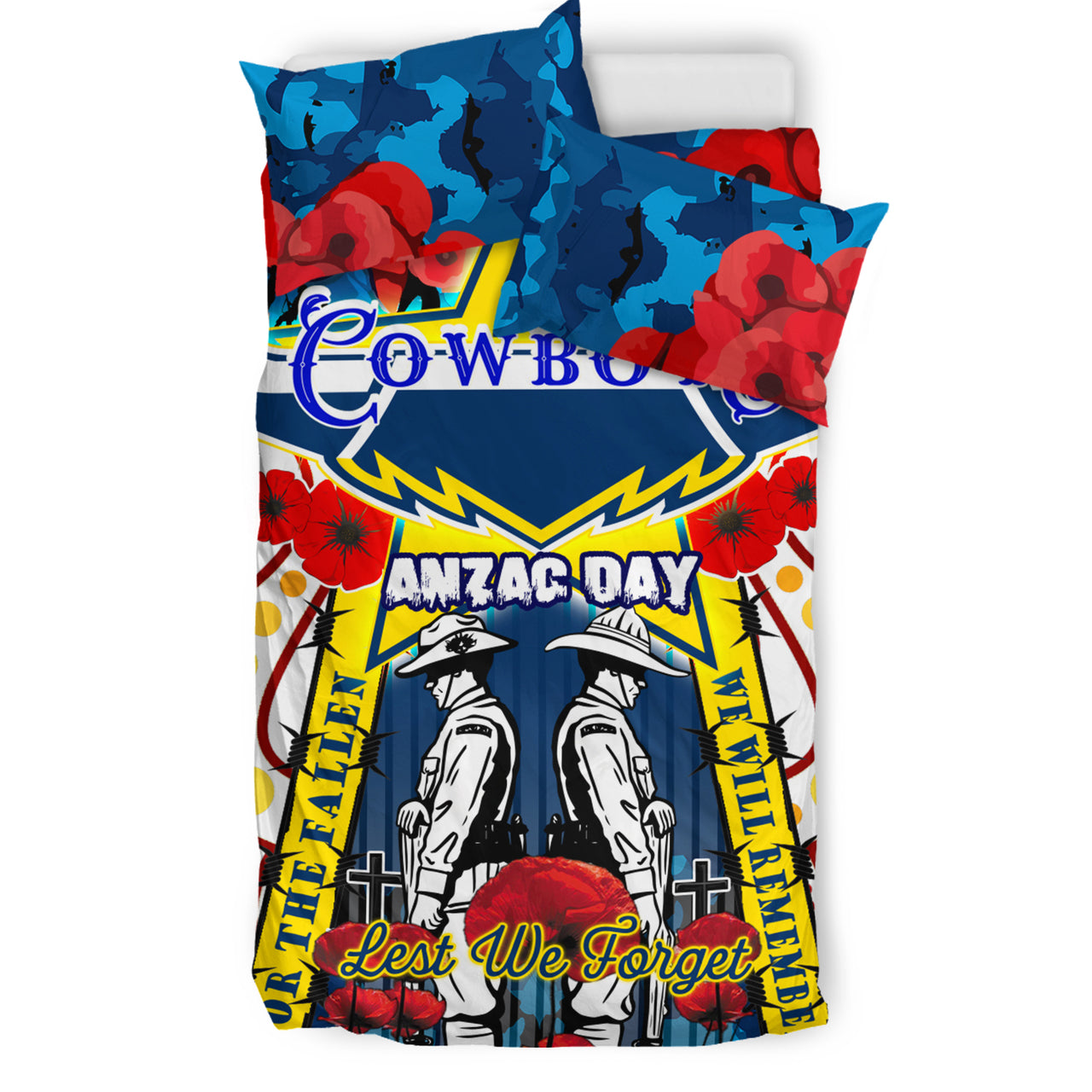 cowboys-rugby-anzac-day-watercolour-bedding-set-custom-remembrance-cowboys-with-poppy-flower