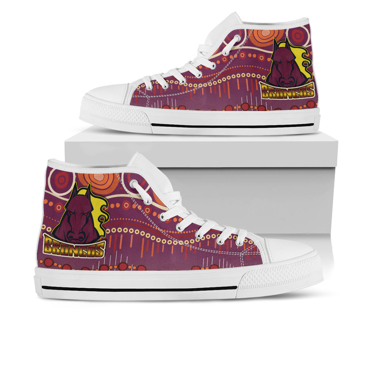 broncos-rugby-high-top-shoes-horse-aboriginal-patterns