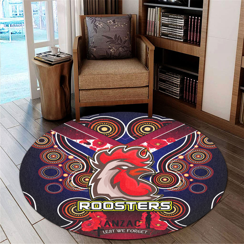 roosters-rugby-round-rug-aboriginal-rooster-anzac-day-lest-we-forget-with-poppy-flower-patterns-round-rug