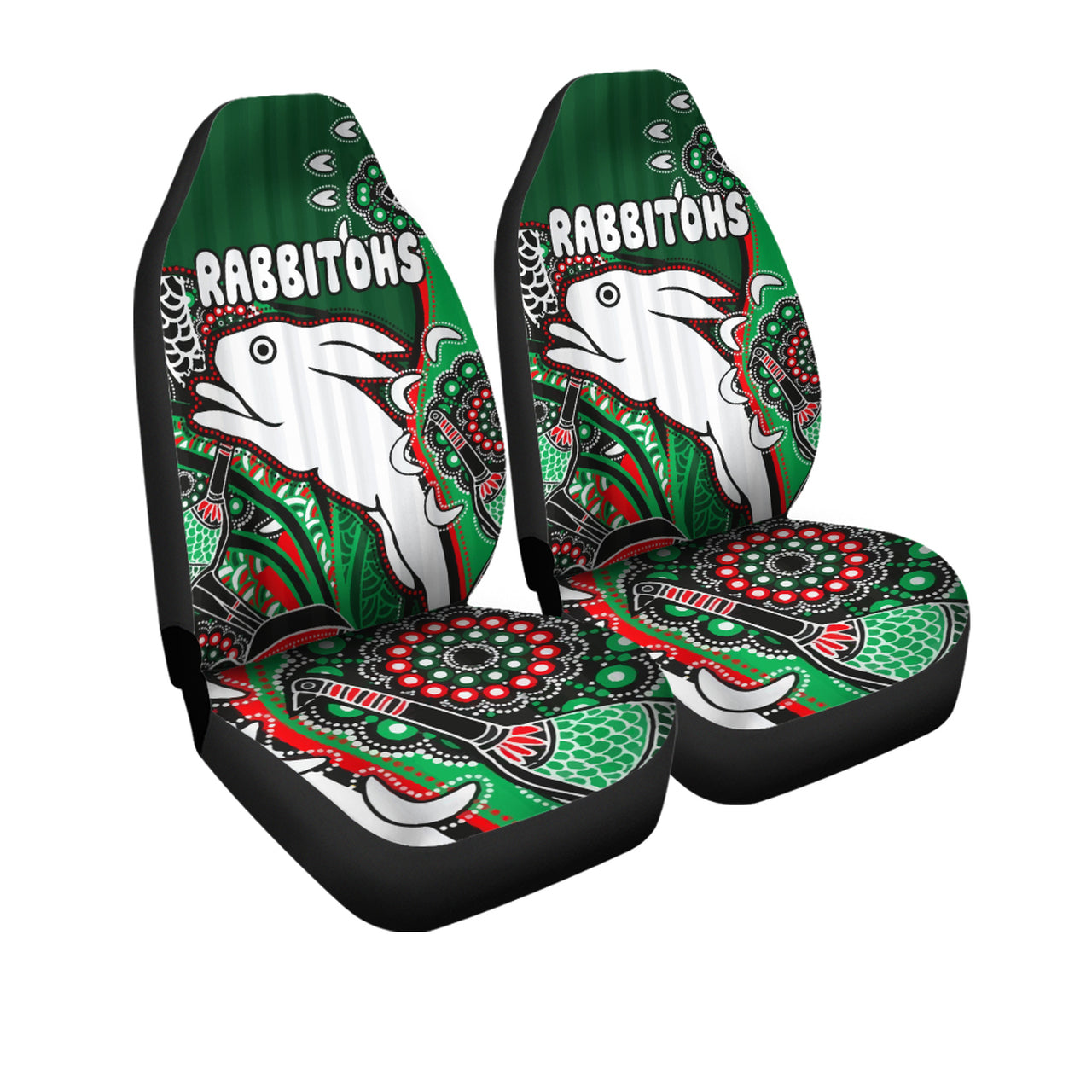 south-sydney-rabbitohs-rugby-custom-car-seat-cover-indigenous-dreaming-rabbitohs