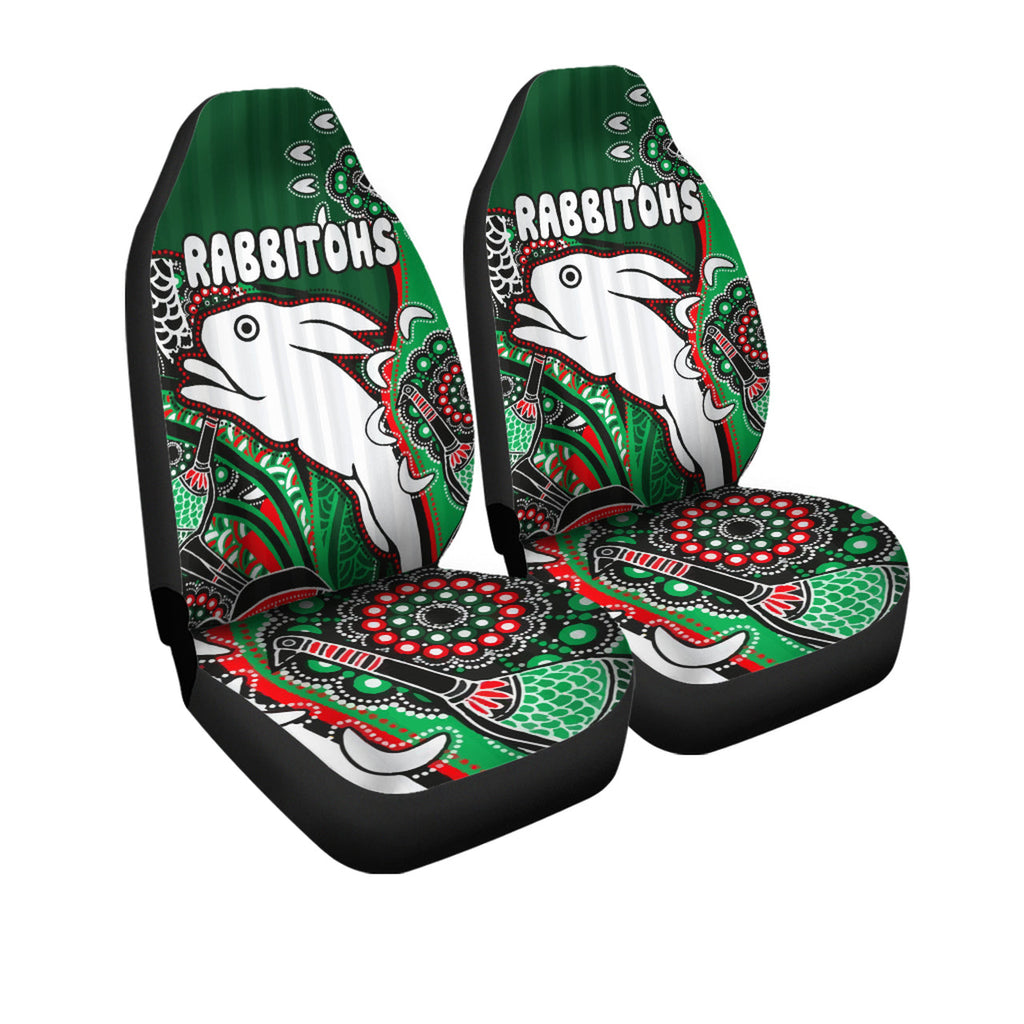 south-sydney-rabbitohs-rugby-custom-car-seat-cover-indigenous-dreaming-rabbitohs