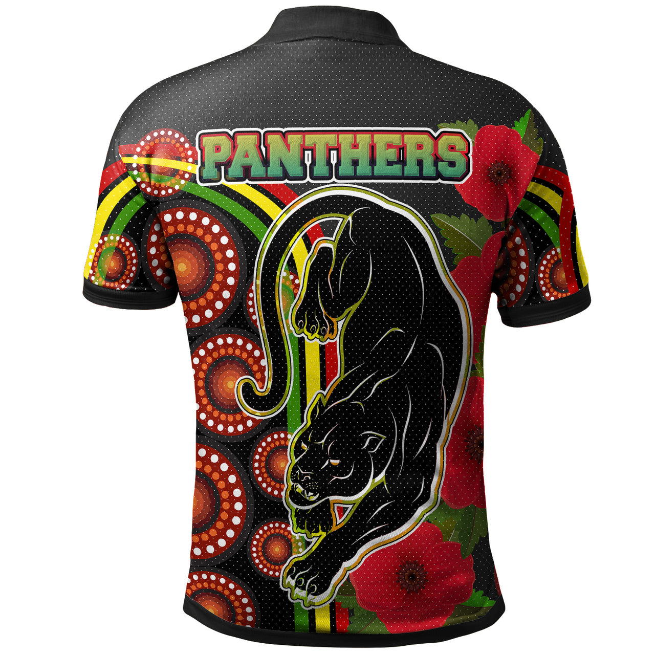 panthers-rugby-polo-shirt-aboriginal-panthers-anzac-day-panther-with-poppy-flower-polo-shirt-1