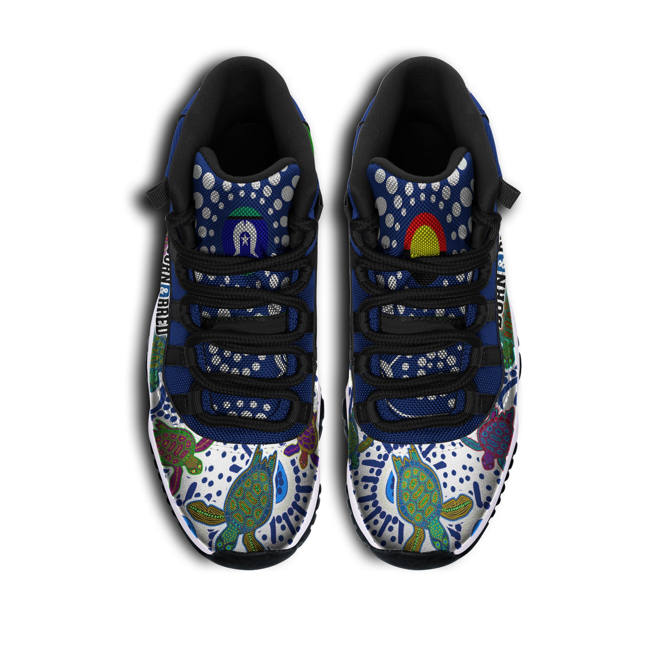 bulldogs-rugby-born-bred-high-top-basketball-shoes-j11-custom-indigenous-bulldogs-with-rugby-ball-and-aboriginal-patterns