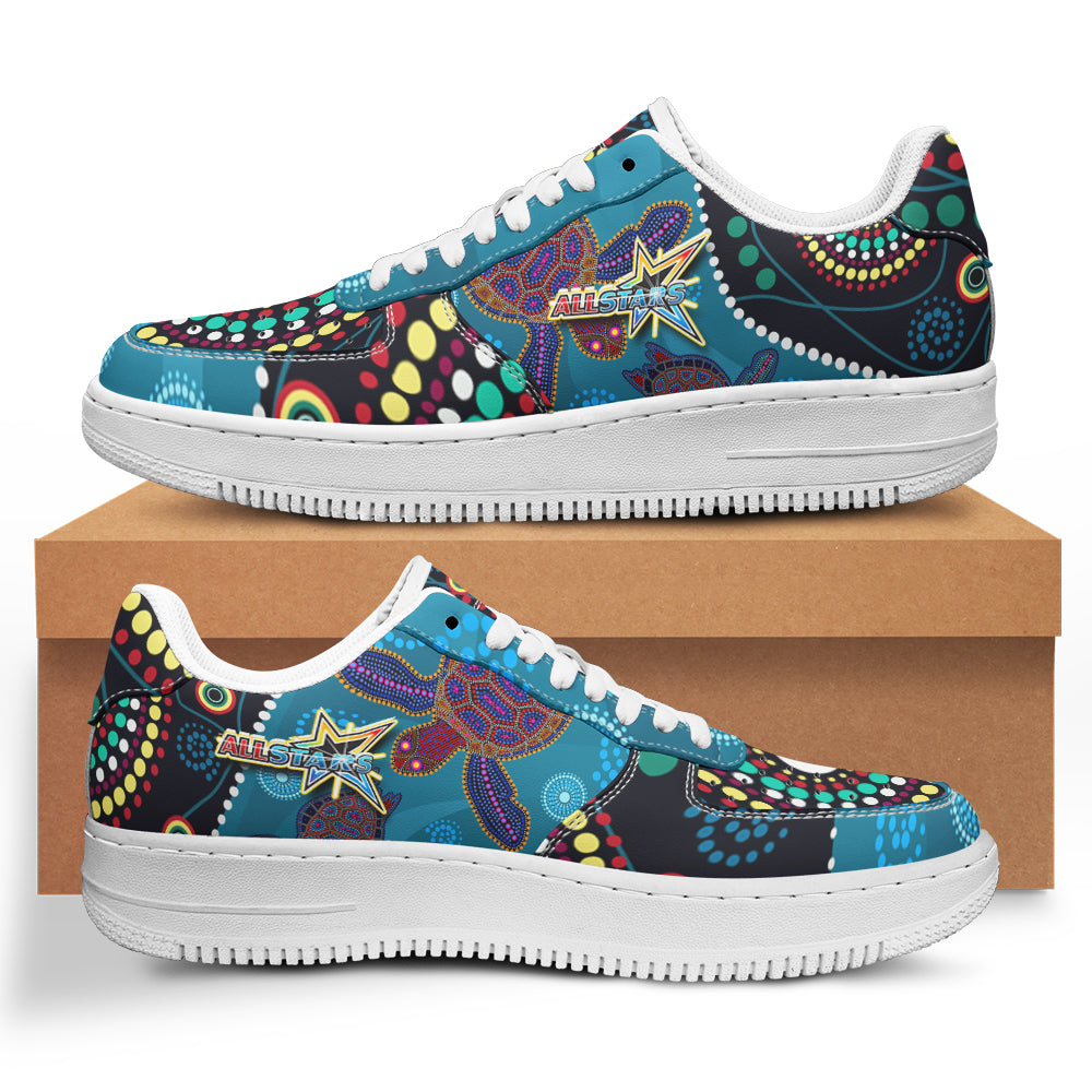 indigenous-all-stars-rugby-low-top-sneakers-f1-dreamtime-turtle-with-aboriginal-dot-painting-art-low-top-sneakers