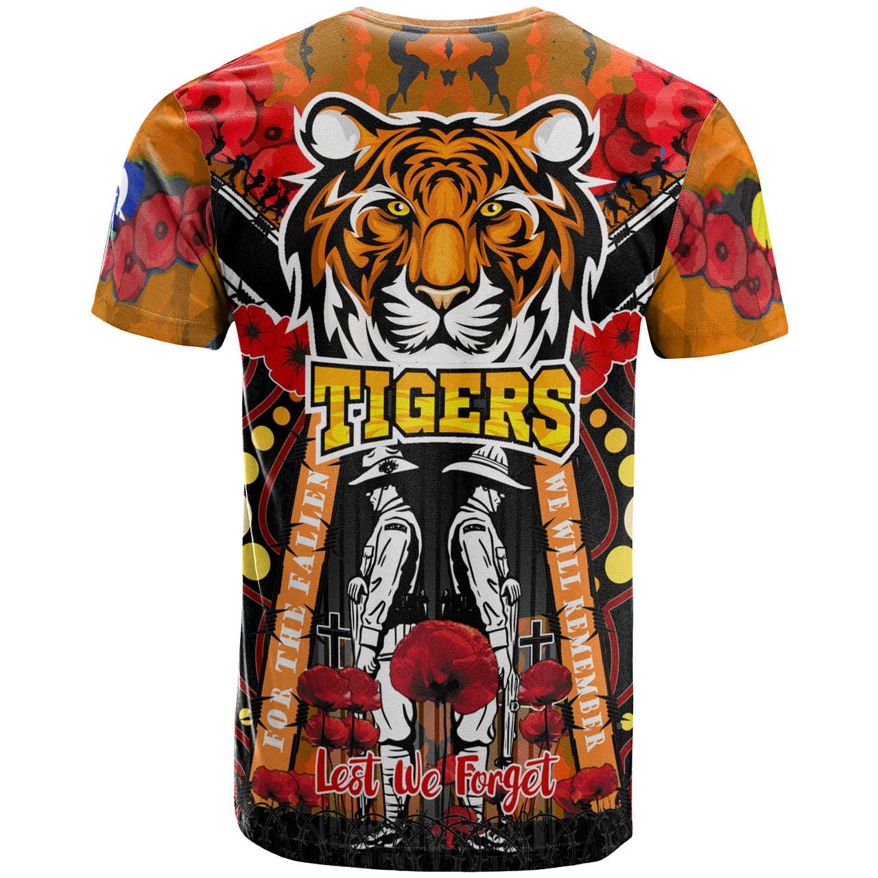tigers-rugby-anzac-day-watercolour-t-shirt-custom-remembrance-west-tigers-with-poppy-flower