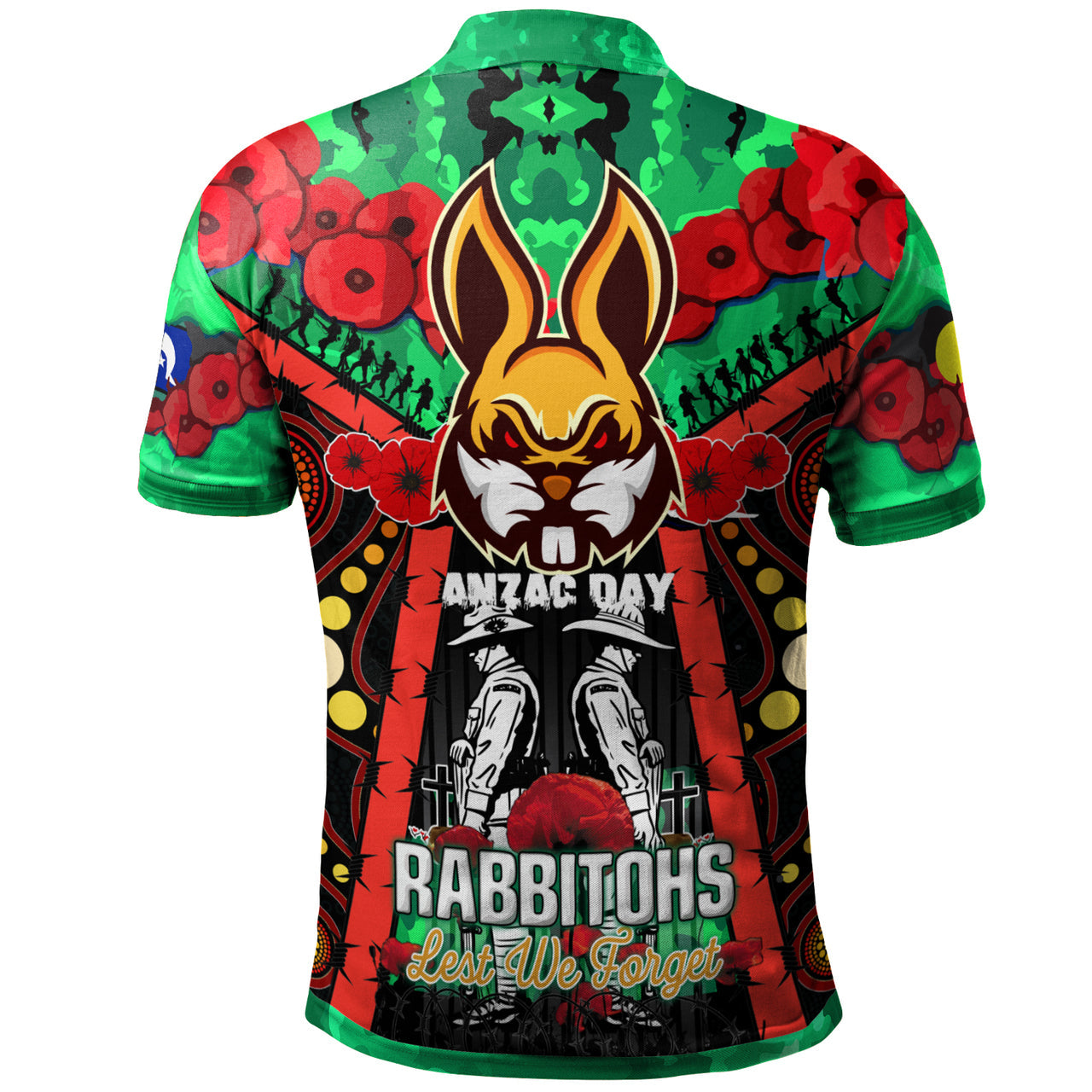 rabbitohs-rugby-aboriginal-anzac-day-custom-watercolour-polo-shirt-remembrance-indigenous-rabbitohs-with-poppy-flower