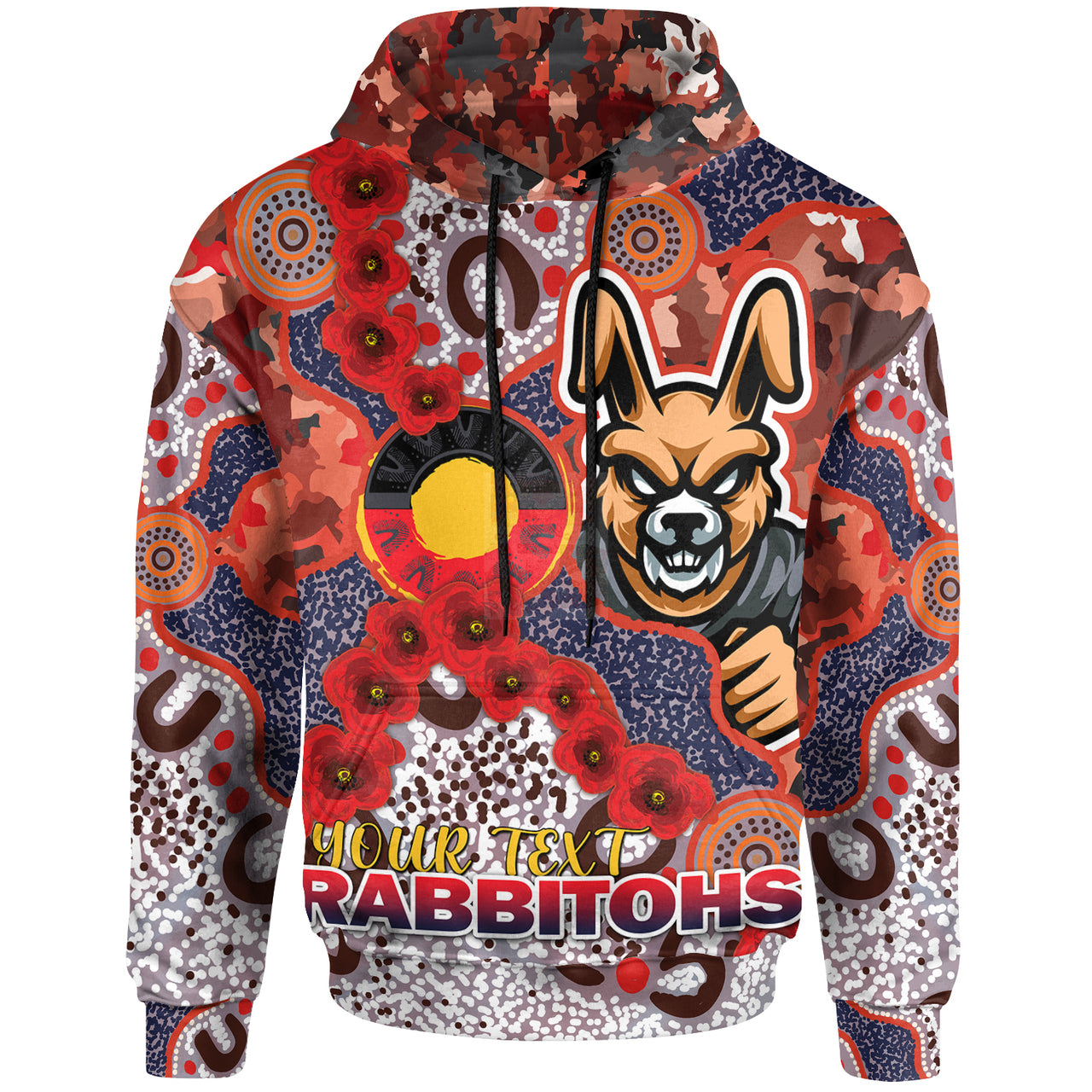 rabbitohs-rugby-hoodie-custom-anzac-south-sydney-rabbitohs-with-aboriginal-poppy-flowers-hoodie