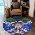 warriors-rugby-round-rug-aboriginal-dot-art-anzac-day-warriors-with-poppy-flower-patterns-round-rug