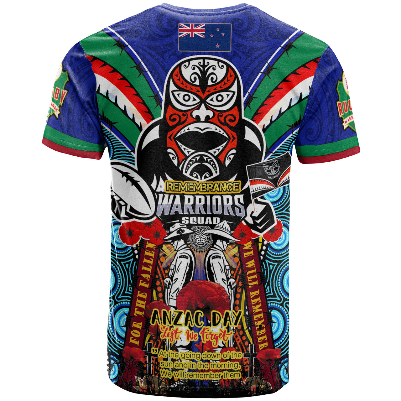 warriors-rugby-custom-anzac-t-shirt-remembrance-warriors-with-maori-mask-and-aboriginal-patterns-home-and-away