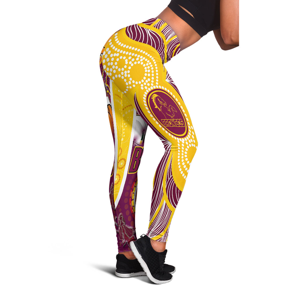 brisbane-broncos-rugby-leggings-broncos-mascot-with-aboriginal-art-leggings