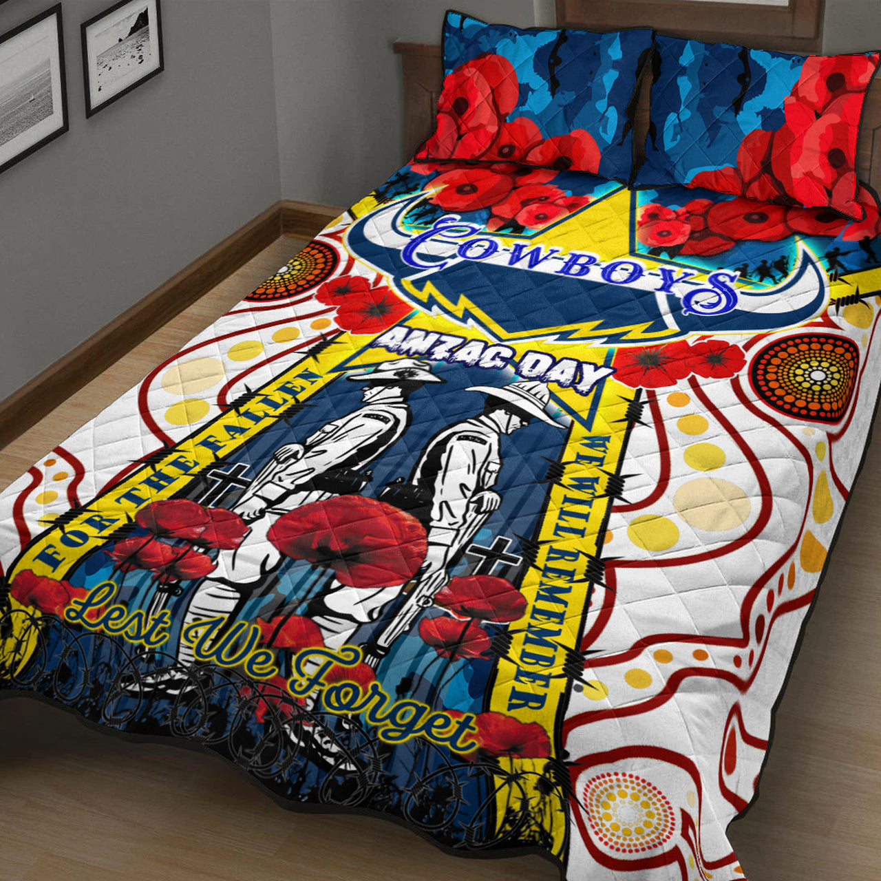 cowboys-anzac-day-watercolour-rugby-quilt-bed-set-custom-remembrance-cowboys-with-poppy-flower