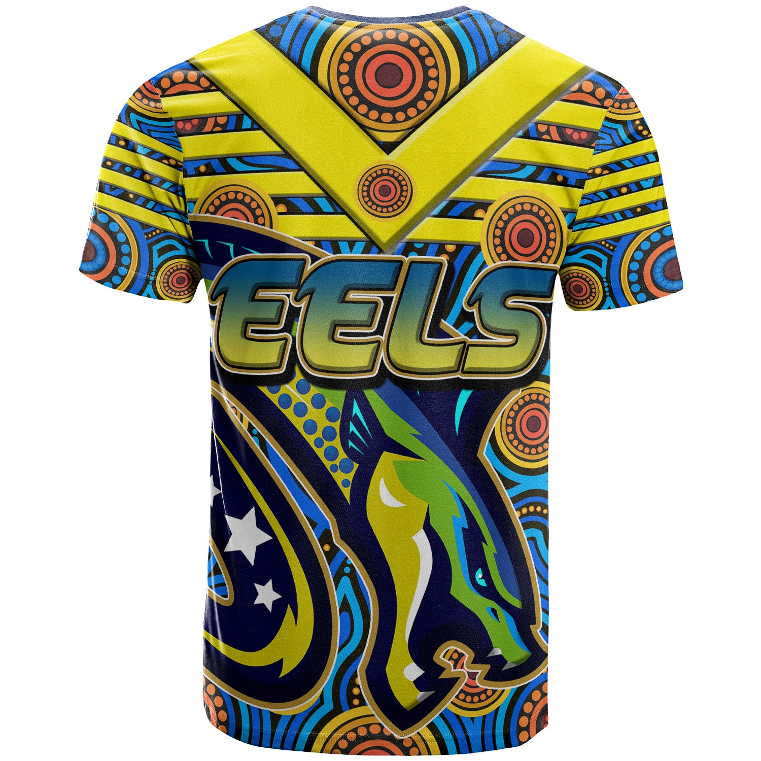 eels-rugby-t-shirt-personalised-photo-electric-eel-with-aboriginal-patterns-t-shirt