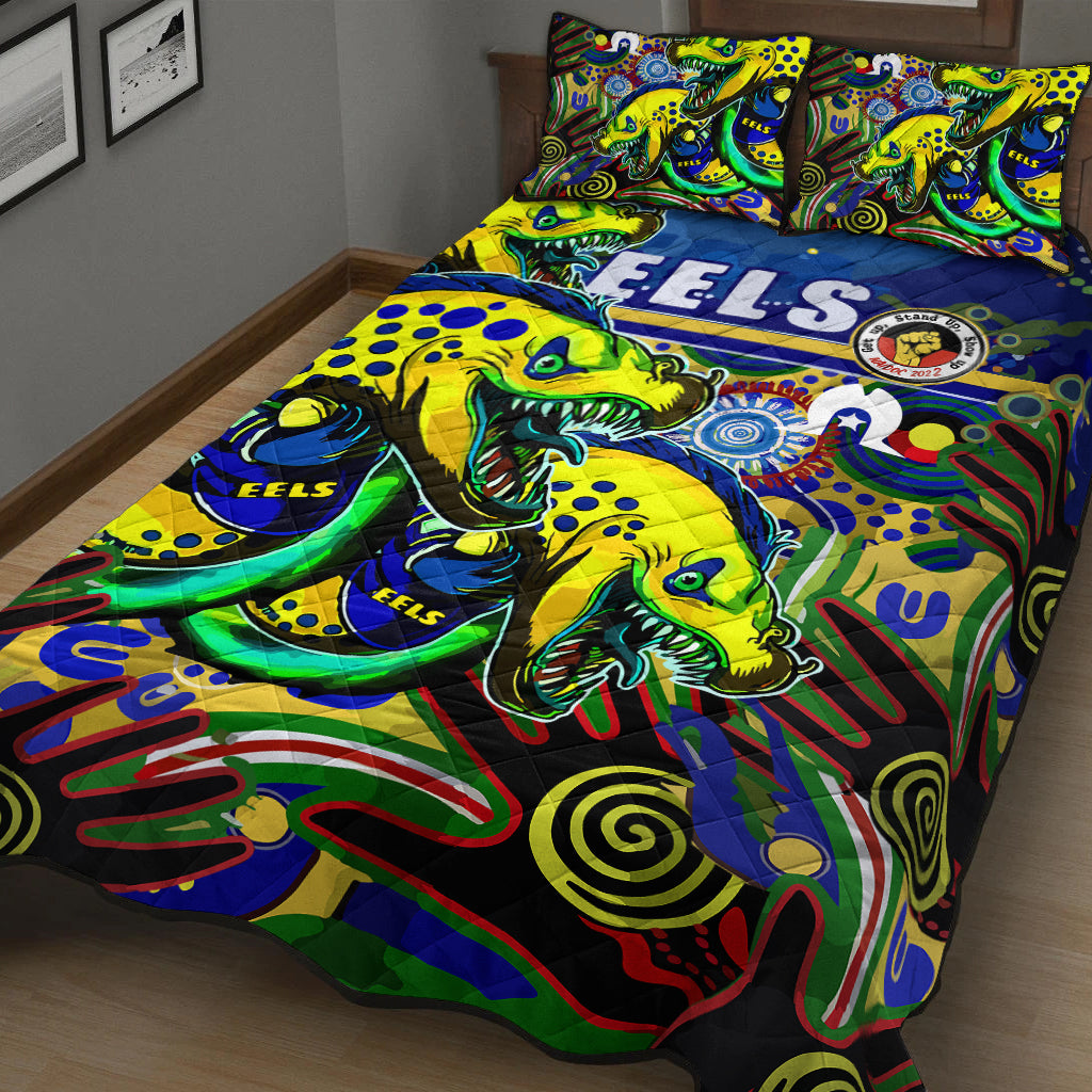 eels-rugby-quilt-bed-set-custom-eels-australia-naidoc-week-getting-up-standing-up-and-showing-up