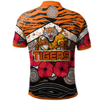 tigers-rugby-polo-shirt-aboriginal-aboriginal-tiger-skin-texture-anzac-day-tiger-with-poppy-polo-shirt