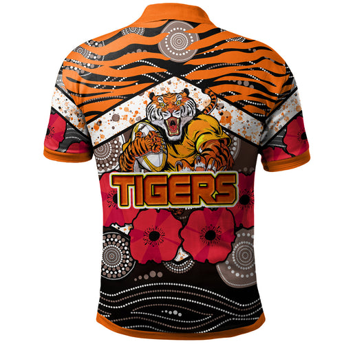 tigers-rugby-polo-shirt-aboriginal-aboriginal-tiger-skin-texture-anzac-day-tiger-with-poppy-polo-shirt-1