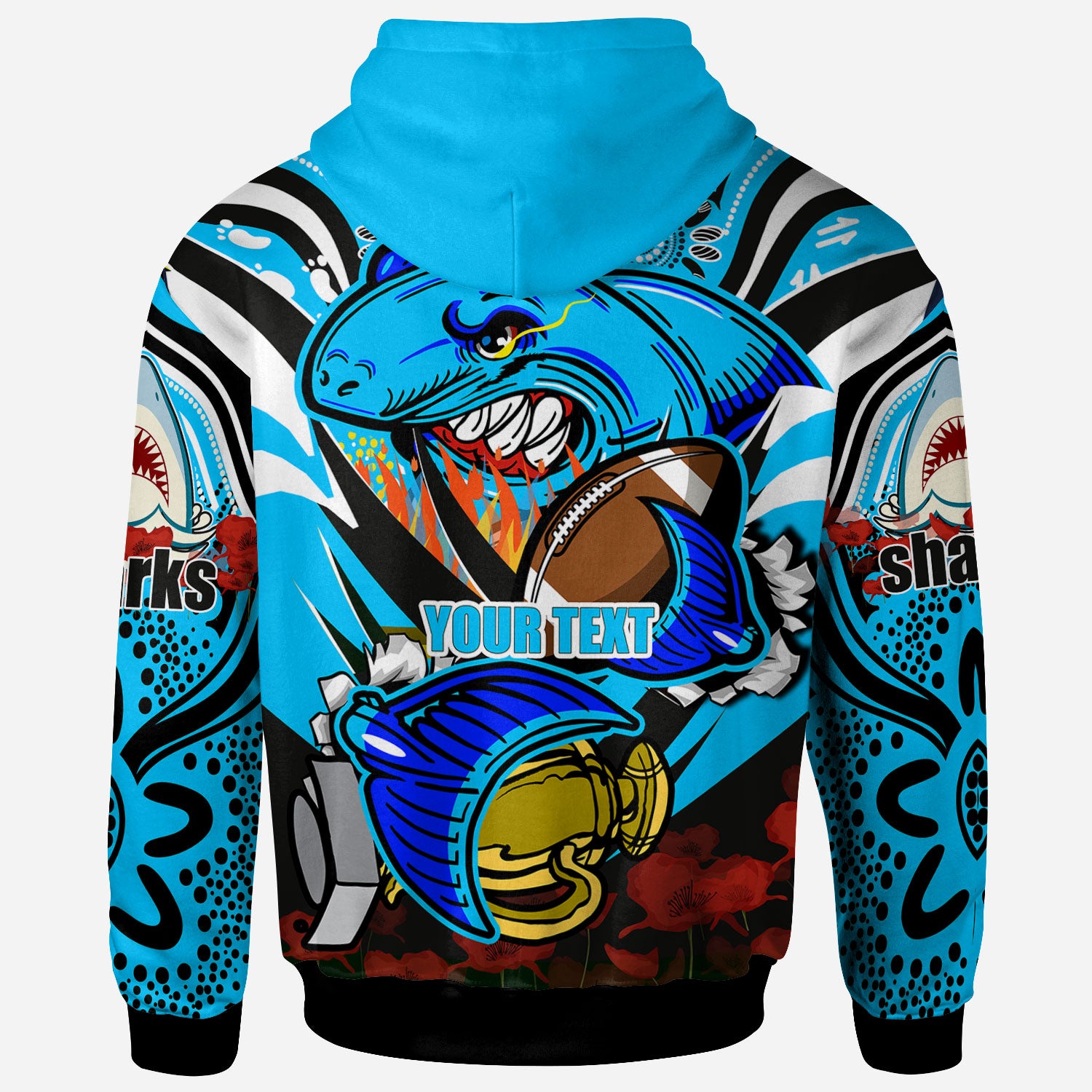 sharks-premierships-rugby-hoodie-custom-go-sharkies-champion-claw-scratch-aboriginal-culture-hoodie