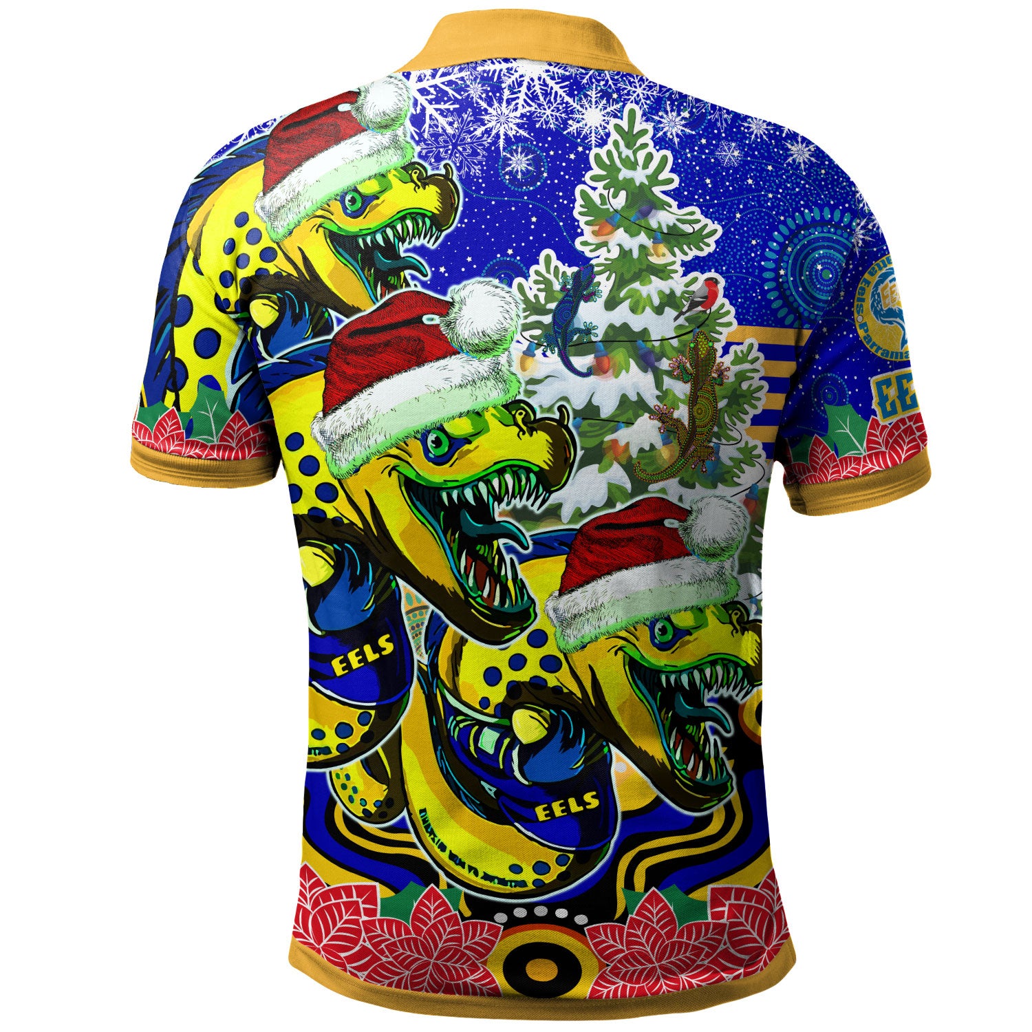 parramatta-eels-rugby-christmas-polo-shirt-custom-christmas-super-eels-squad-indigenous-polo-shirt