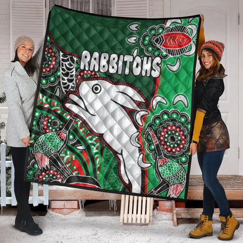 south-sydney-rabbitohs-rugby-custom-quilt-indigenous-dreaming-rabbitohs