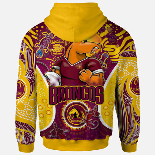 brisbane-broncos-rugby-hoodie-custom-brisbane-broncos-mascot-with-aboriginal-art-personalised-player-and-number-hoodie