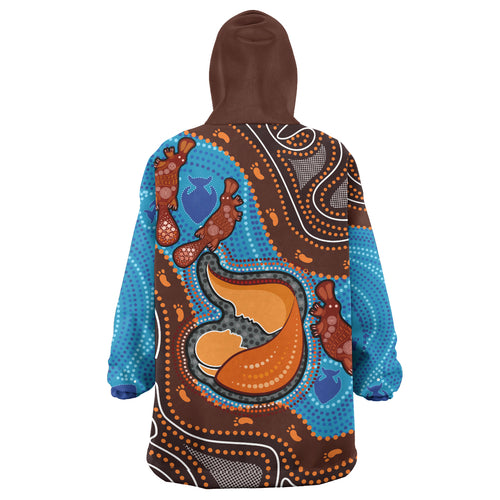 australia-custom-wearable-blanket-hoodie-aboriginal-inspired-mother-and-son-platypus-art-land-and-river-concept-wearable-blanket-hoodie