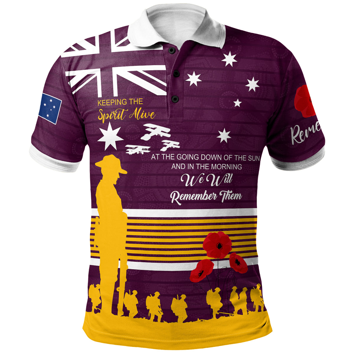 australia-brisbane-anzac-custom-polo-shirt-keeping-the-spirit-alive-polo-shirt
