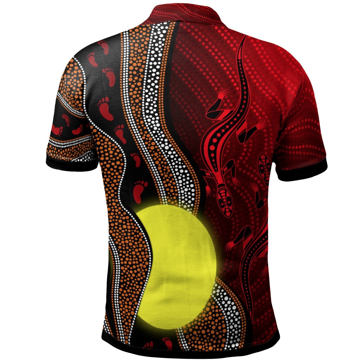 aboriginal-polo-shirt-aboriginal-flag-lizard-dot-painting-style-for-kids