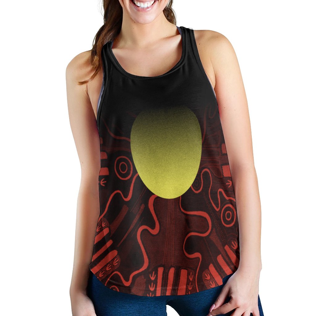 Aboriginal Women's Racerback Tank - Indigenous Flag Grunge Style - Vibe Hoodie