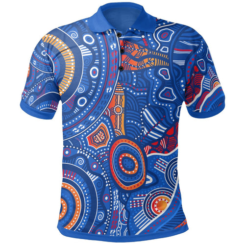 custom-text-aboriginal-kid-polo-shirt-indigenous-footprint-patterns-blue-color