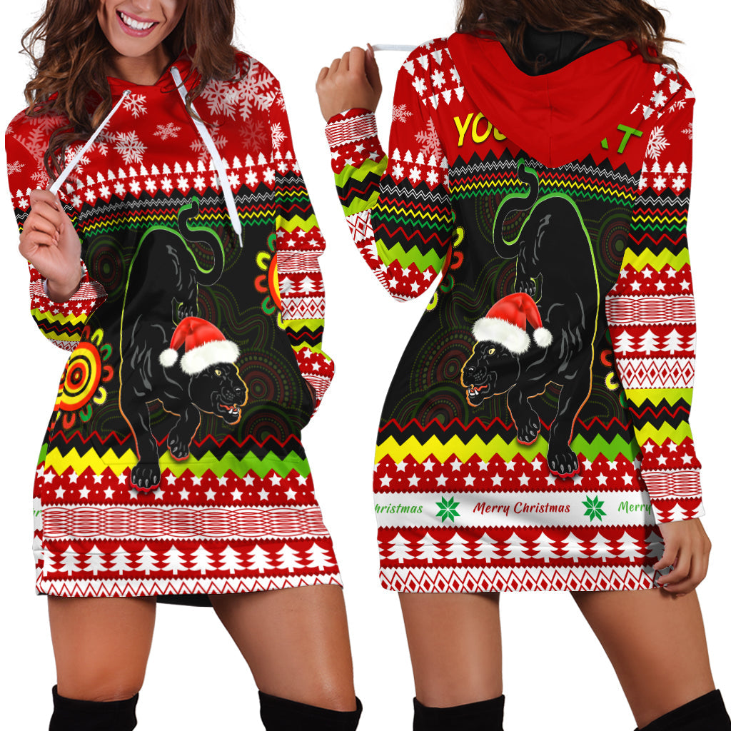 custom-personalised-panthers-christmas-hoodie-dress-penrith-snow-mix-indigenous