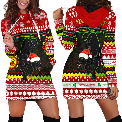 custom-personalised-panthers-christmas-hoodie-dress-penrith-snow-mix-indigenous