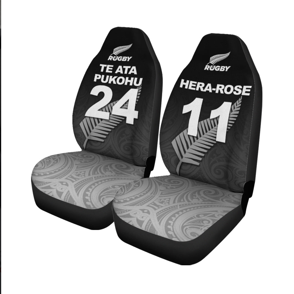 (Custom Personalised - Te Ata Pukohu) New Zealand Rugby Car Seat Covers - Maori Tribal - LT12