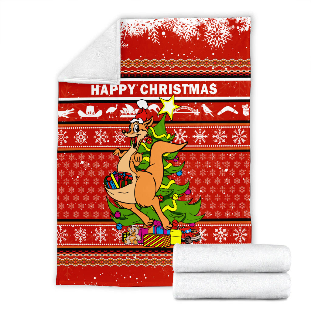 Australia Christmas Kangaroo Aboriginal Pattern Blanket - LT2