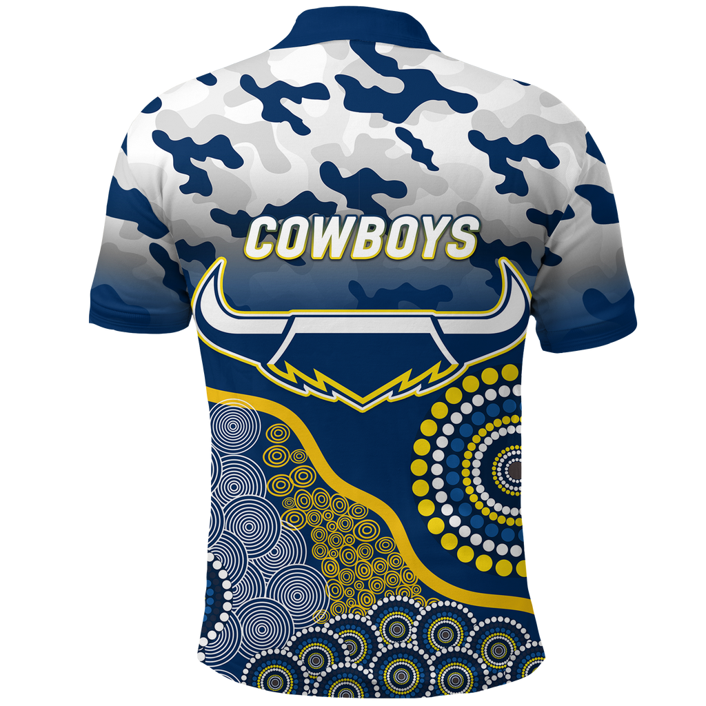 Cowboys Rugby ANZAC Day Camouflage Indigenous Art Polo Shirt - LT12