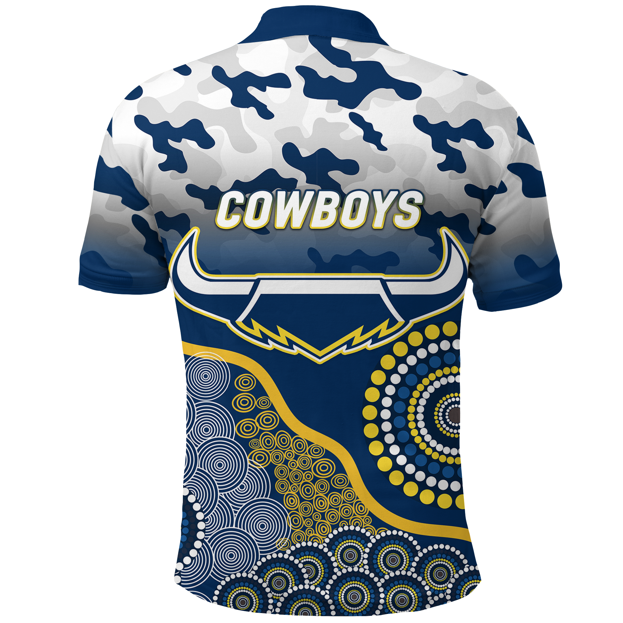 Cowboys Rugby ANZAC Day Camouflage Indigenous Art Polo Shirt - LT12