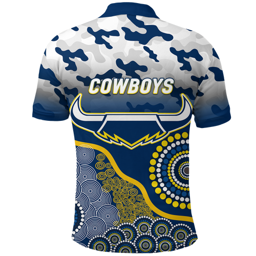 Cowboys Rugby ANZAC Day Camouflage Indigenous Art Polo Shirt - LT12