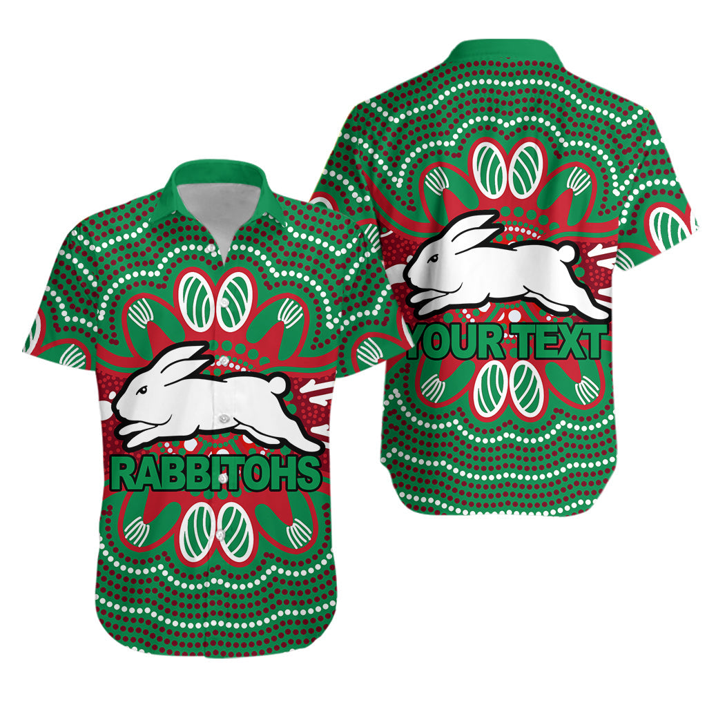 (Custom Personalised) Rabbitohs Hawaiian Shirt - Aboriginal Dot Painting