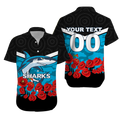 (Custom Personalised) Cronulla-Sutherland Sharks Anzac Day Indigenous Art Hawaiian Shirt
