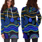 hoodie-dress-aboriginal-dot-unique-style-blue