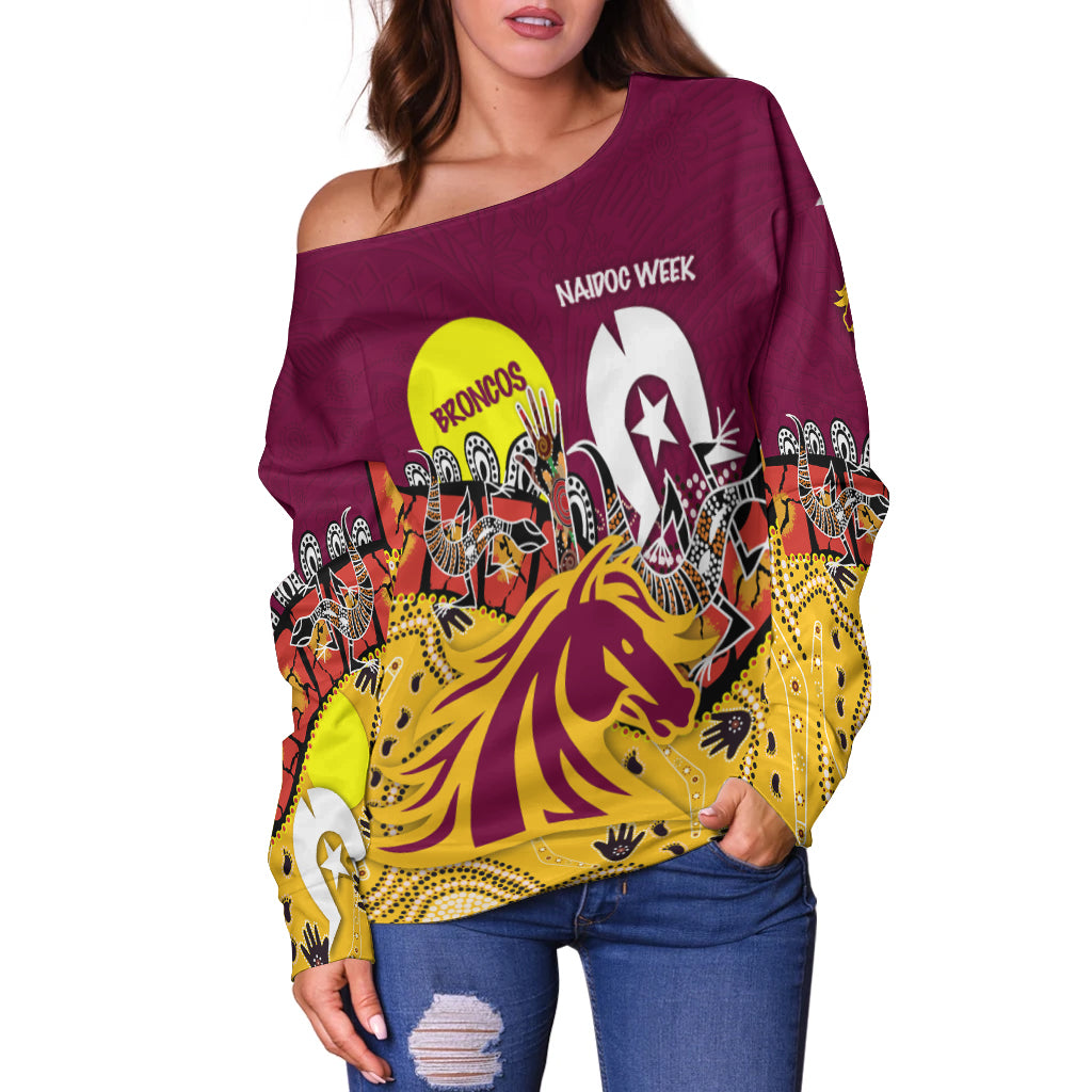 Brisbane Broncos Off Shoulder Sweater NAIDOC Week - Aboriginal and Torres Strait Islander LT4 - Vibe Hoodie