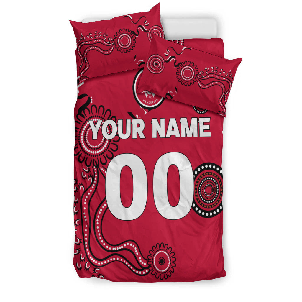 custom-personalisedwestern-sydney-wanderers-bedding-set-indigenous-dot-painting-art