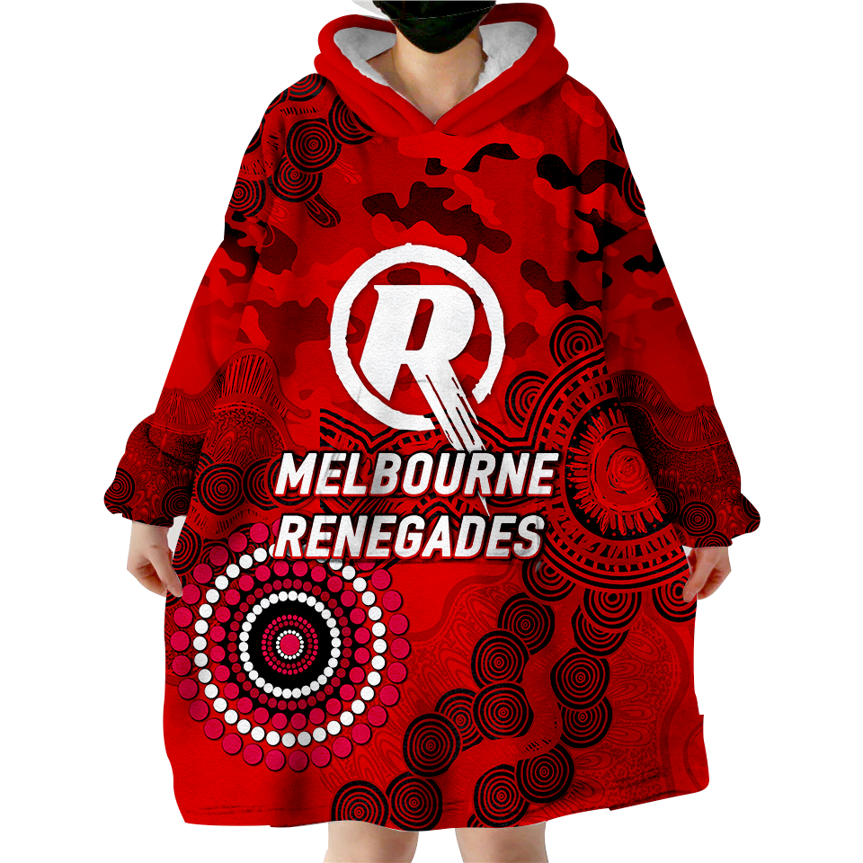 (Custom Personalised ) Melbourne Renegades ANZAC Day Aboriginal Wearable Blanket Hoodie - LT12