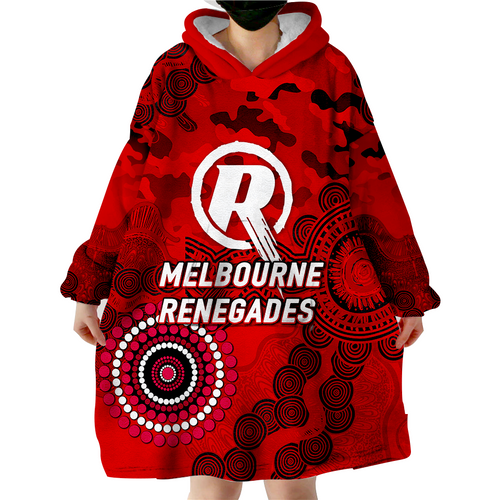 (Custom Personalised ) Melbourne Renegades ANZAC Day Aboriginal Wearable Blanket Hoodie - LT12