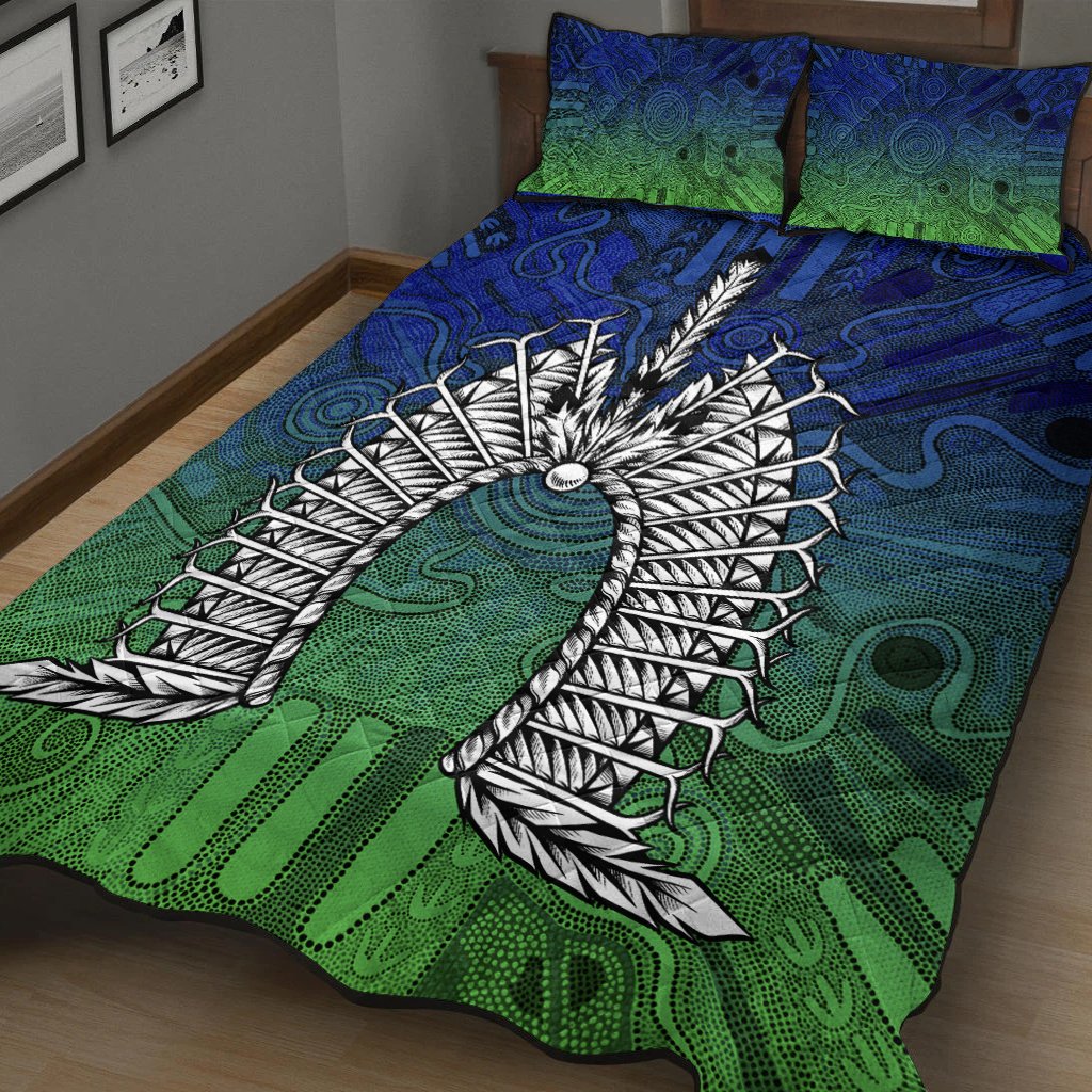 Torres Strait Islander Quilt Bed Set - Dhari Mask - Vibe Hoodie