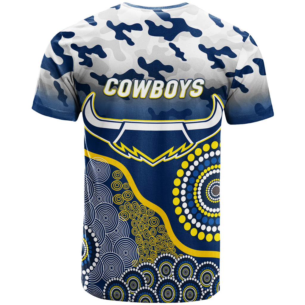 Cowboys Rugby ANZAC Day Camouflage Indigenous Art T-Shirt - LT12