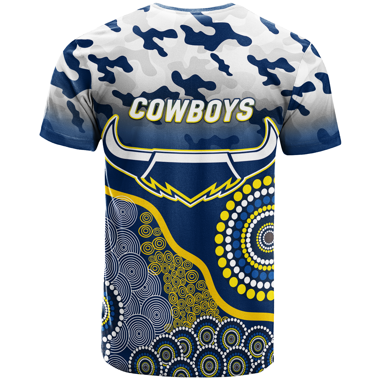 Cowboys Rugby ANZAC Day Camouflage Indigenous Art T-Shirt - LT12