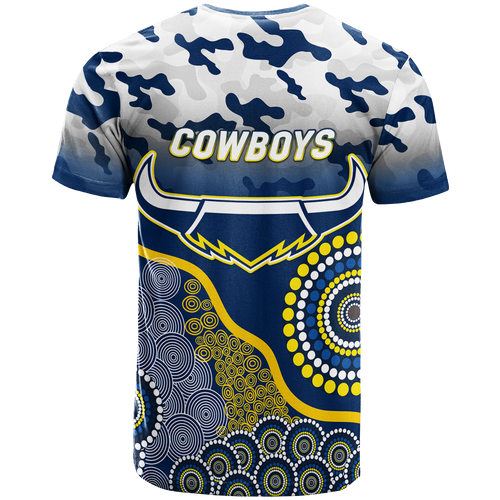 Cowboys Rugby ANZAC Day Camouflage Indigenous Art T-Shirt - LT12