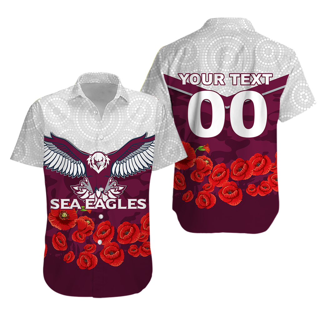(Custom Personalised) Sea Eagles Anzac Day Indigenous Art Hawaiian Shirt